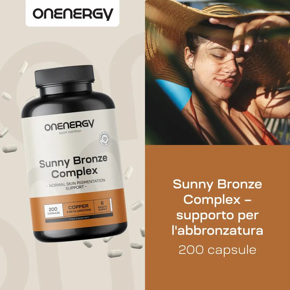 Barattolo da 200 capsule OnEnergy Sunny Bronze Complex.