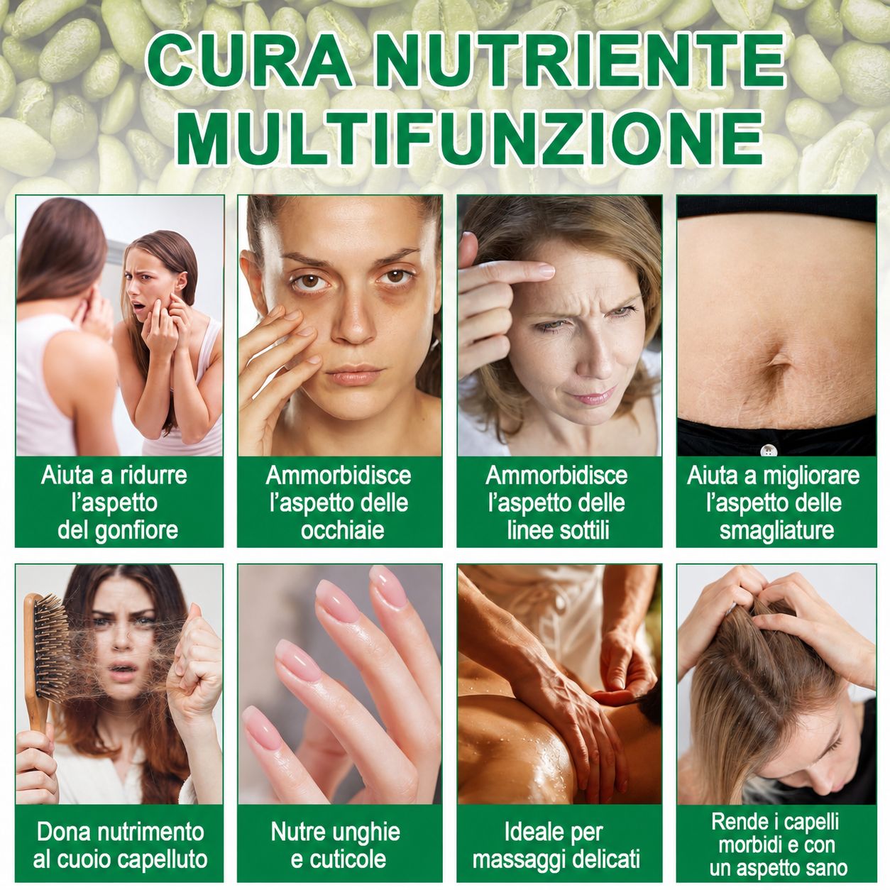 Abodiuss olio di caffè per il viso – contro le rughe per viso, corpo e capelli