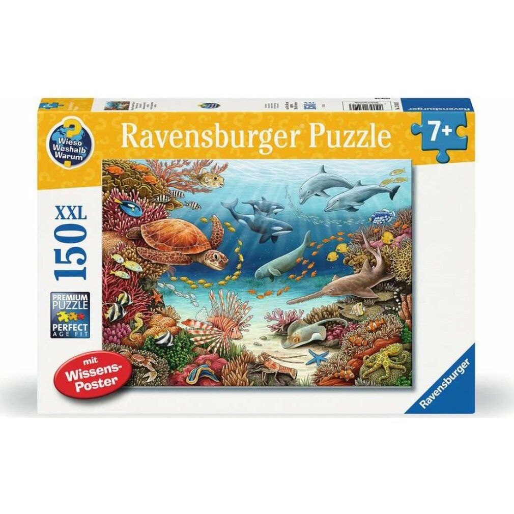 Puzzle Ravensburger, confezione. Motivo: mondo sottomarino con animali marini. XXL 150 pezzi. Età: 7+.
