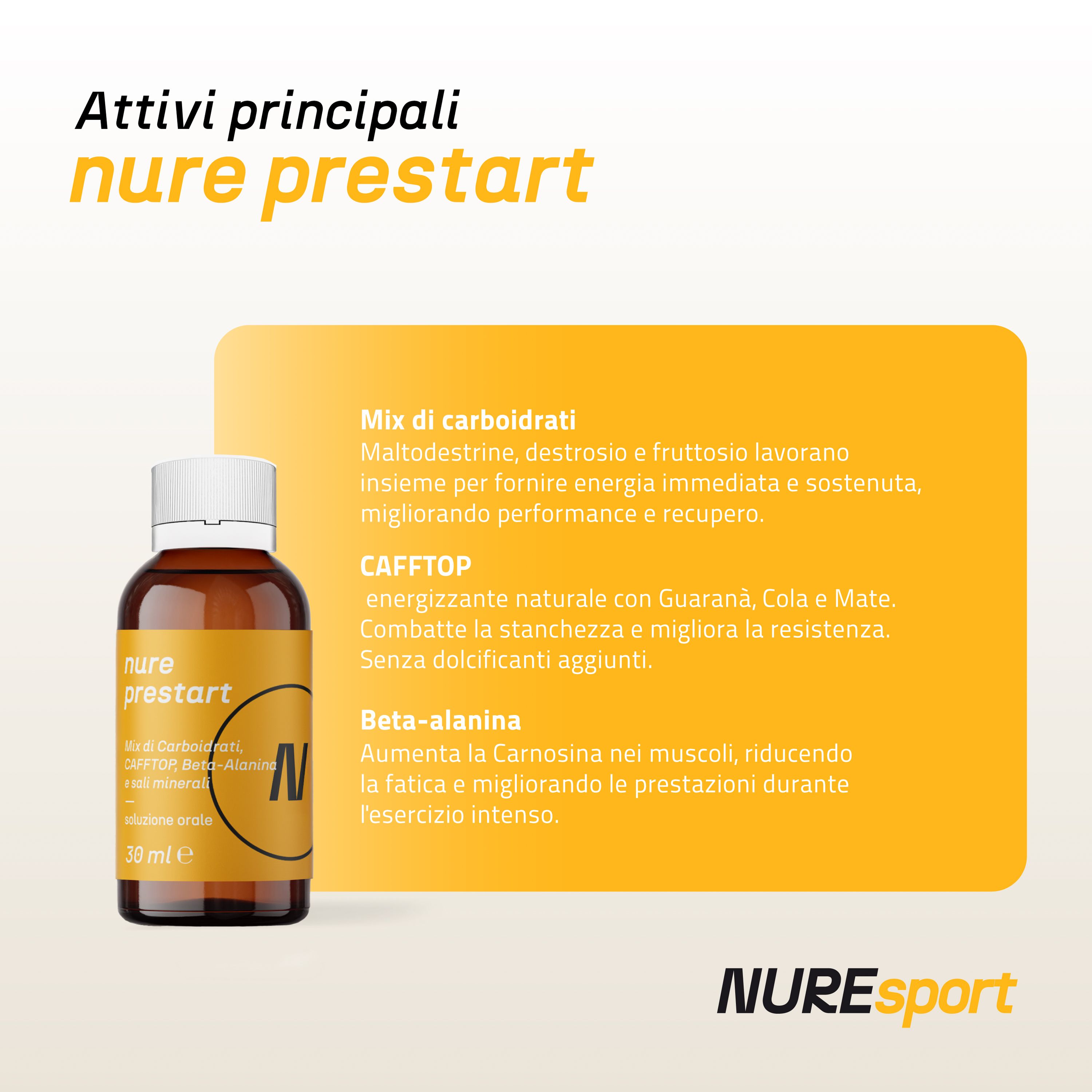 NURE PreStart - 6 Flaconi da 30 ml | pre workout | Ideale per ottimizzare le prestazioni fisiche