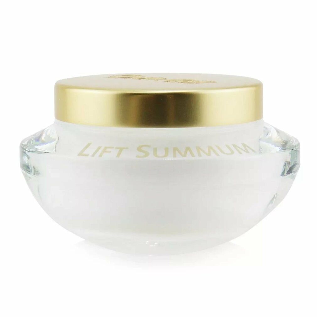 Vasetto in vetro con coperchio dorato. Scritta "LIFT SUMMUM". Marchio: GUINOT.