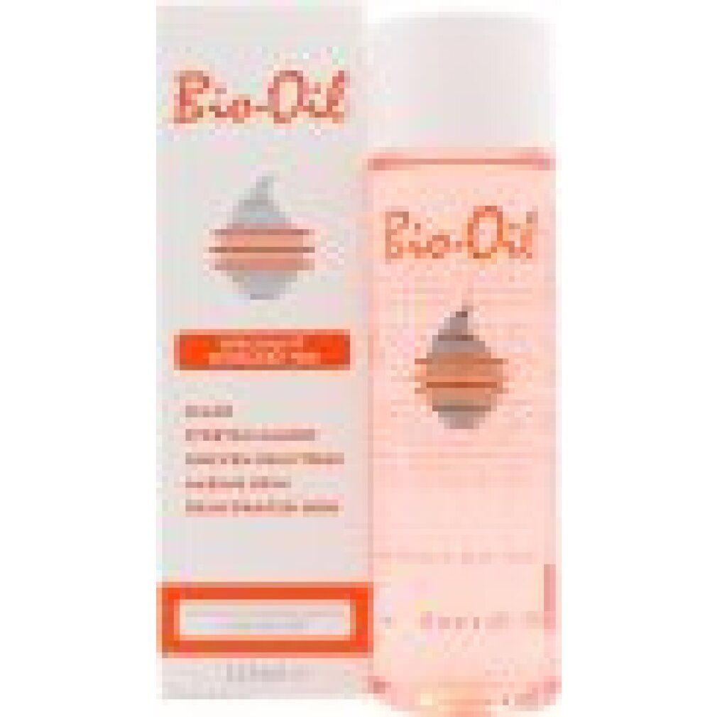 Flacone e confezione Bio-Oil. Trattamento specifico per cicatrici, smagliature, tono della pelle non uniforme, pelle invecchiata e disidratata.