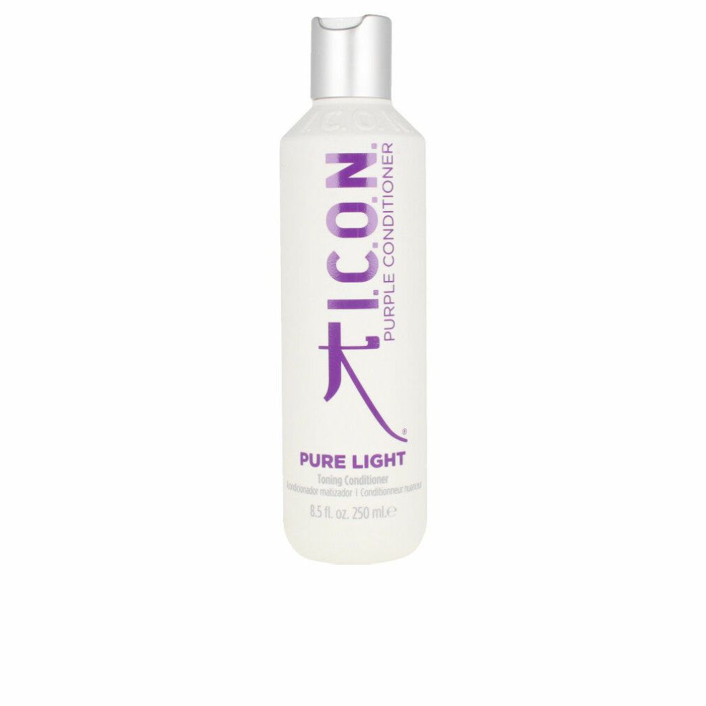 Flacone di ICON Pure Light Toning Conditioner. Scritta viola. Tappo argentato. 8,5 fl. oz. 250 ml.