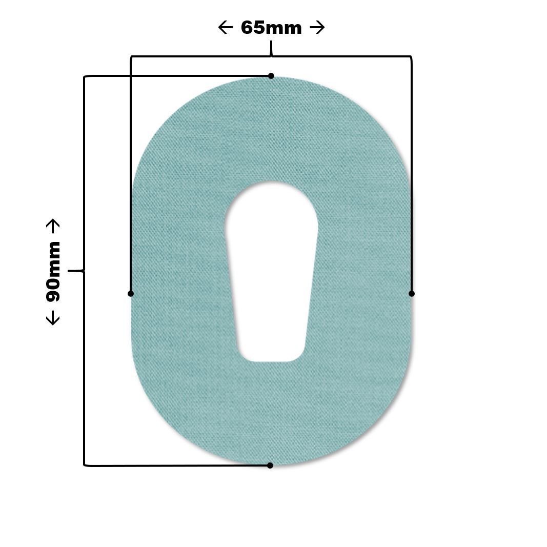 Cerotto di fissaggio ovale azzurro chiaro con ritaglio centrale. Dimensioni: 90x65mm. Per dispositivi medici.