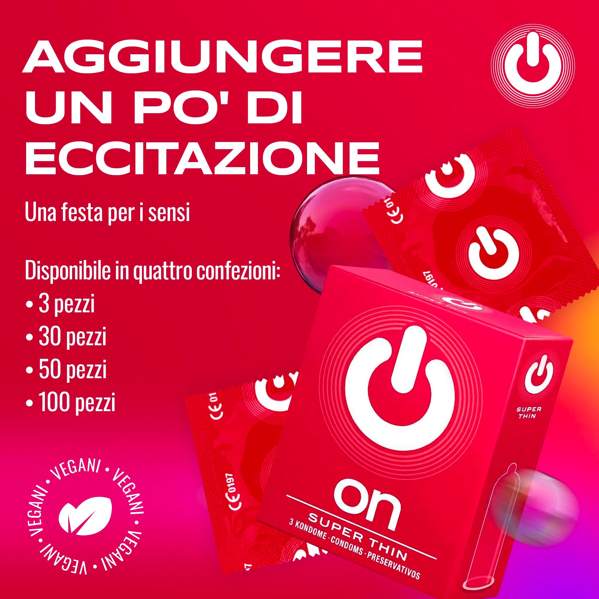 Preservativi ON Super Thin: Lattice naturale da gestione forestale equa (FAIR). Certificato CE.