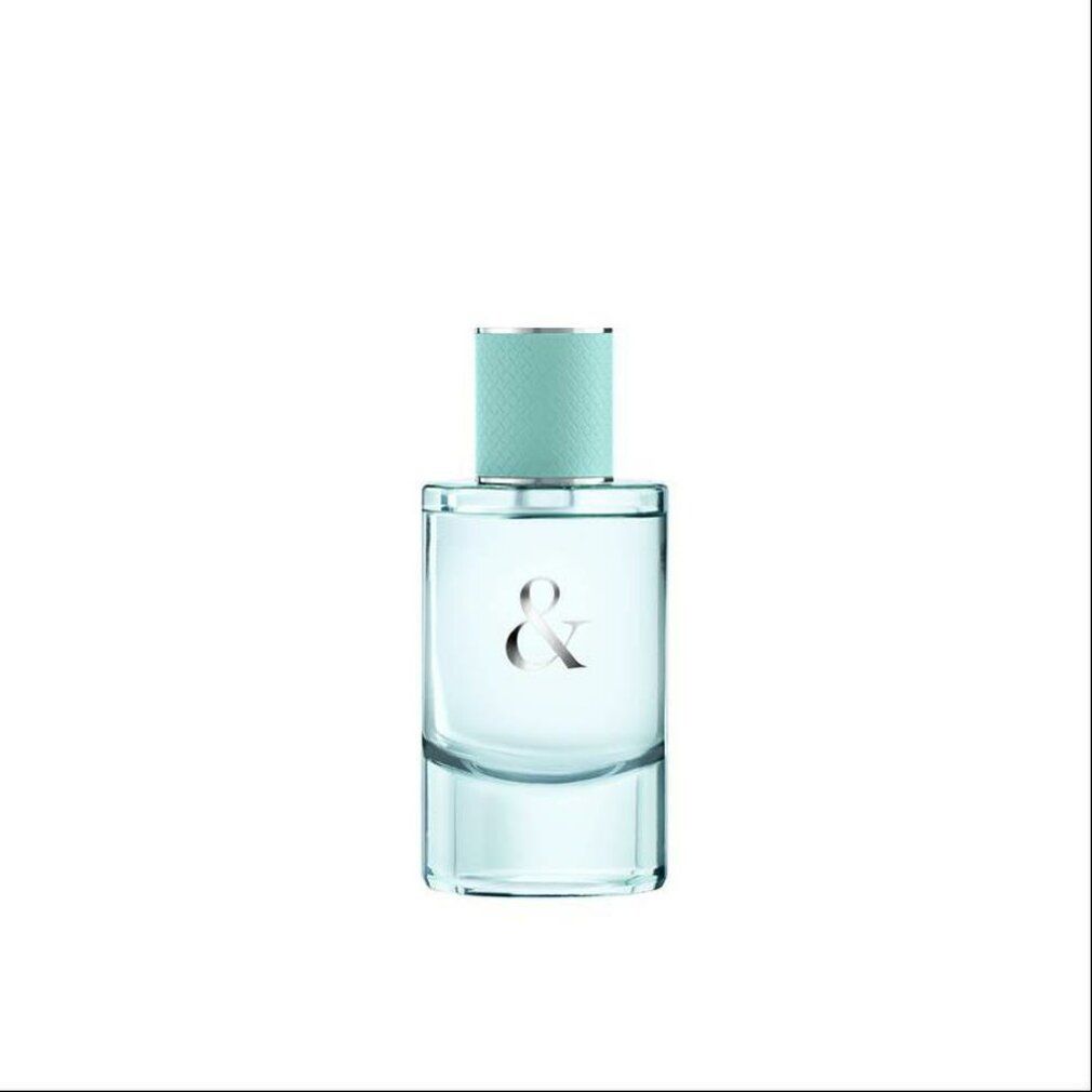 Flacone Tiffany & Co. Love Eau de Parfum. Flacone trasparente con & argentato e tappo turchese.