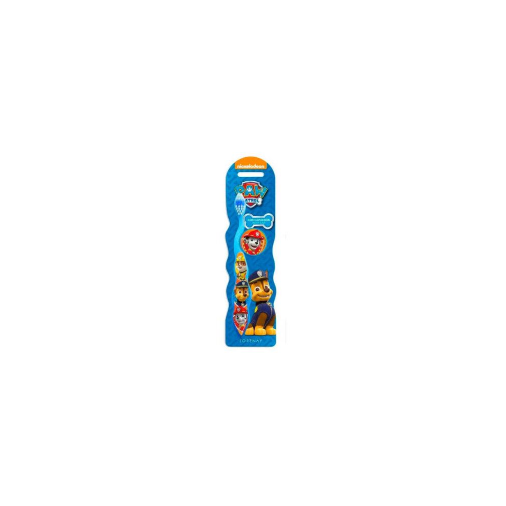 Spazzolino Paw Patrol con motivo Chase e cappuccio protettivo.