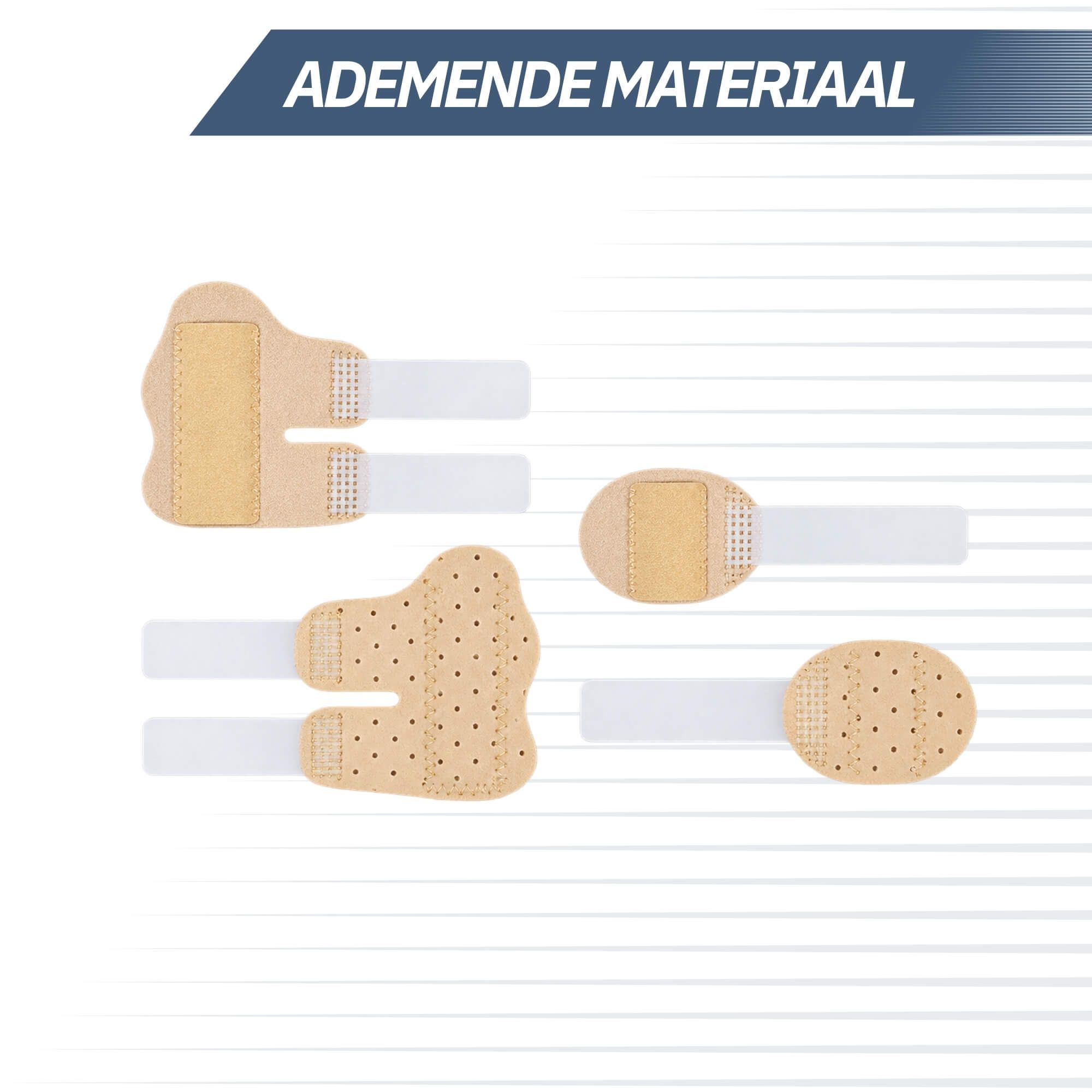 Due stecche per dita di diverse dimensioni, in materiale traspirante.