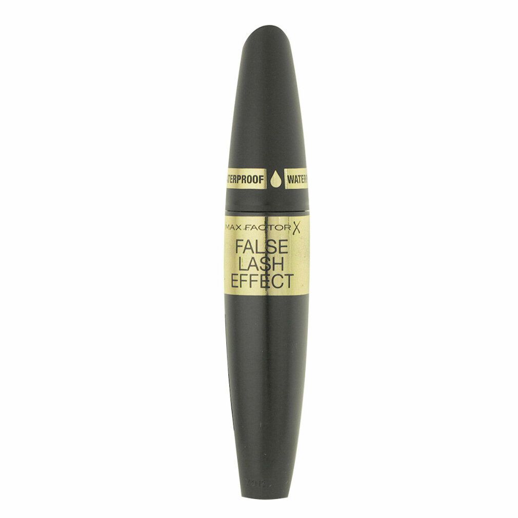Tubo di mascara nero con scritta dorata. Scritta "FALSE LASH EFFECT" e "WATERPROOF".