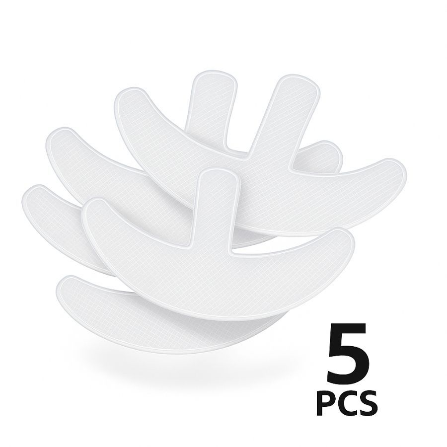 Cinque cerotti in silicone bianchi a forma di ancora. Scritta: 5 PCS.