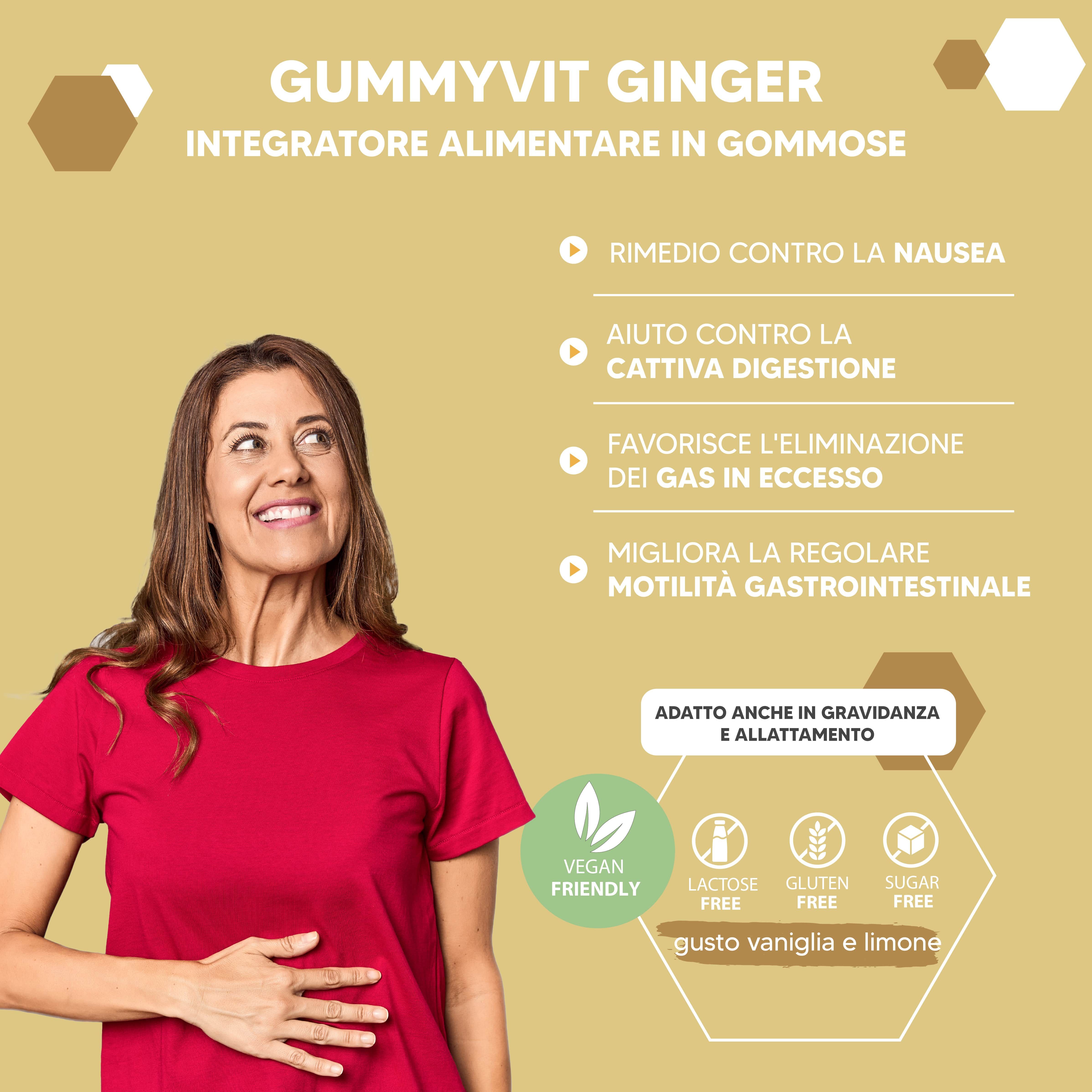 NTP Biotech Gummyvit Ginger – Gommose con Estratto di Zenzero per Nausea e Digestione – 40 Gummies