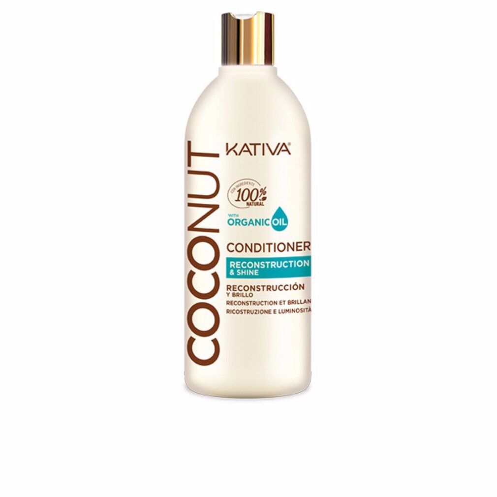 Flacone Kativa Coconut Conditioner con 100% olio di cocco biologico naturale.