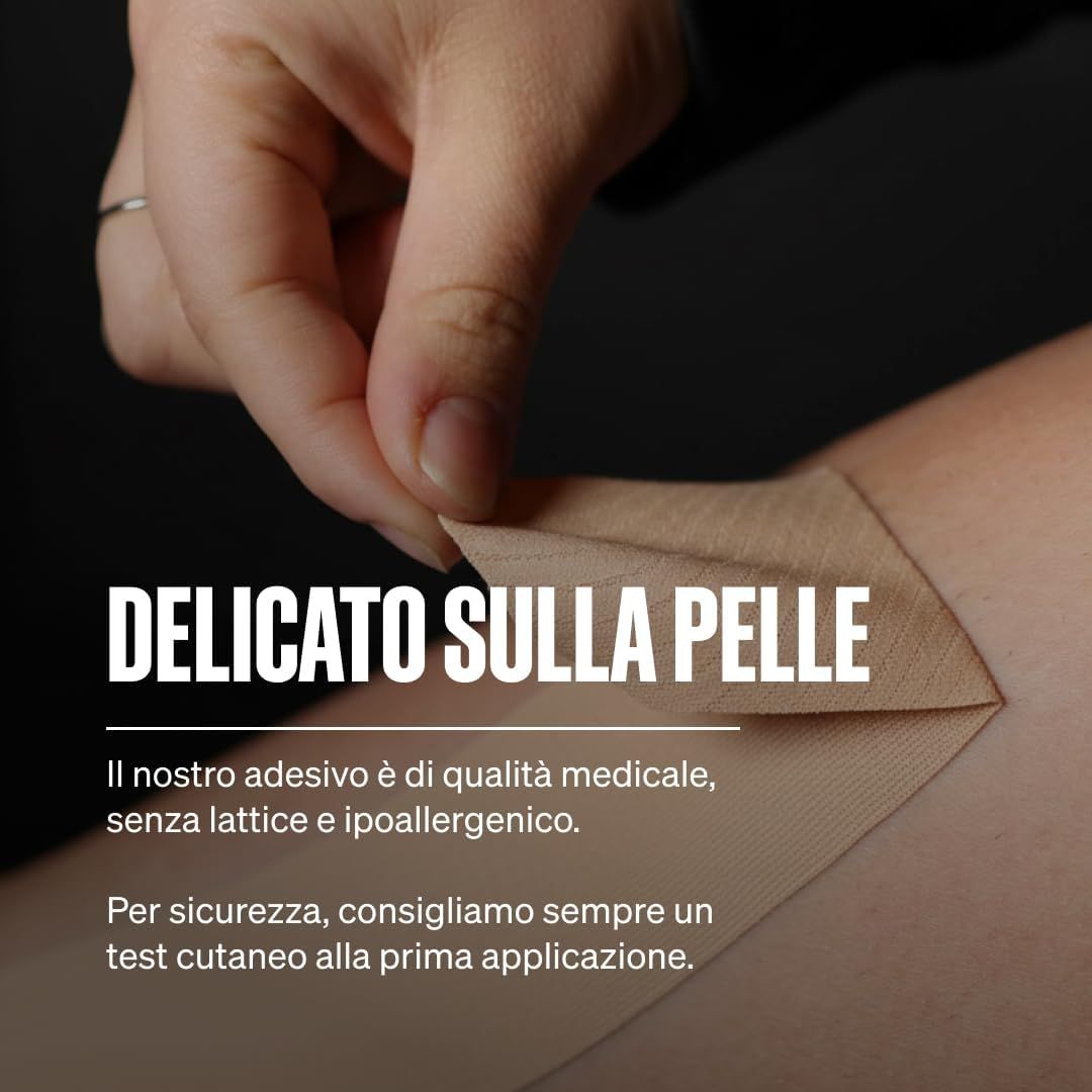 Rotolo nastro kinesiologico beige, adesivo extra forte per muscoli e articolazioni, 5cm x 5m.