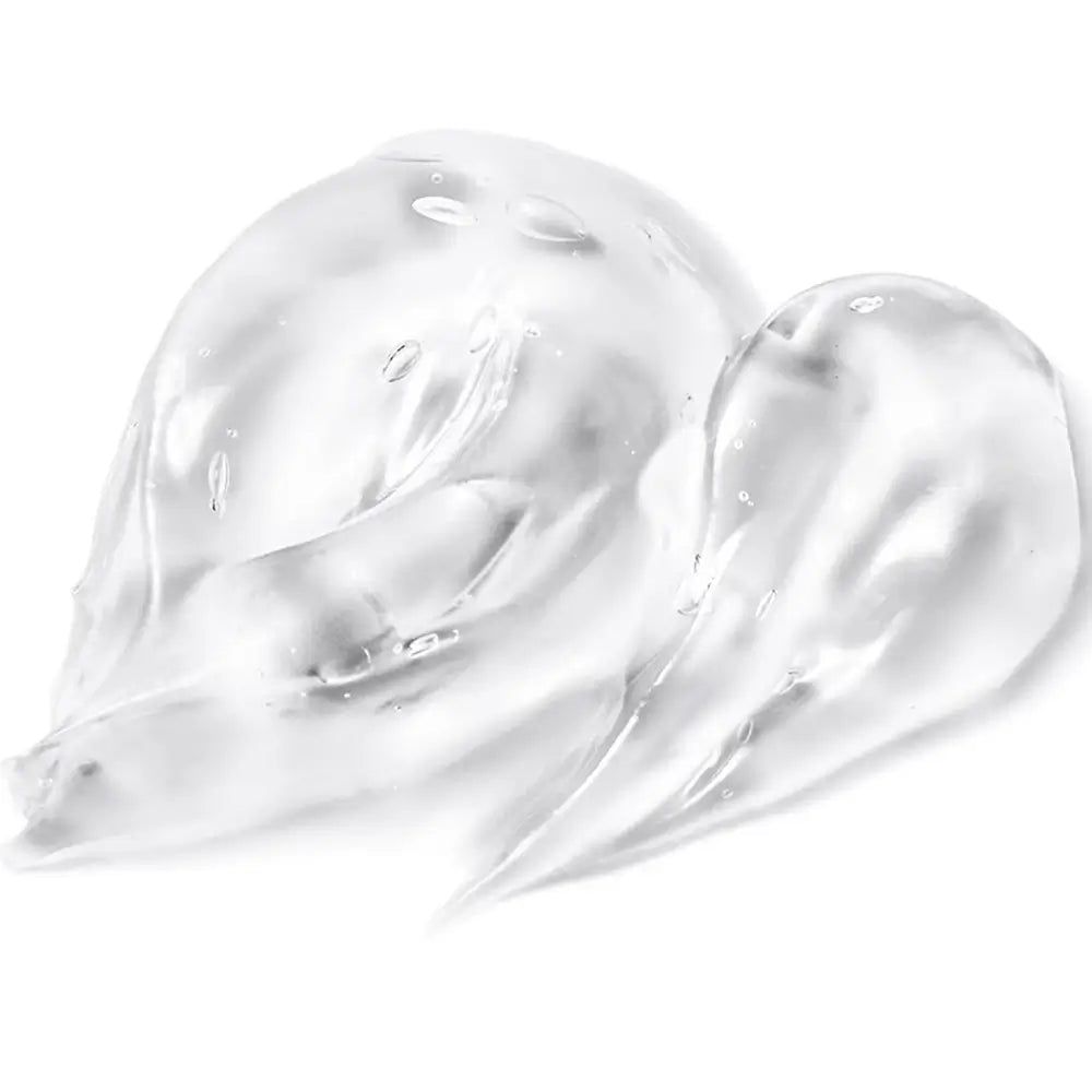 Primo piano di gel trasparente. La consistenza è liscia e lucida.