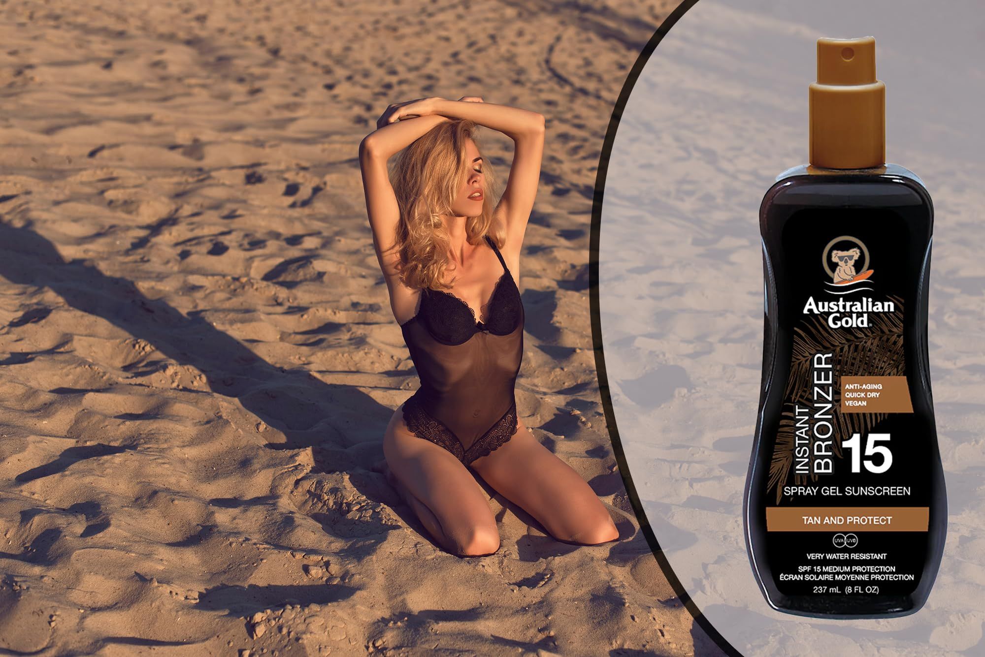 Australian Gold Gel Spray SPF 15 con Bronzer Istantaneo 237 ml
