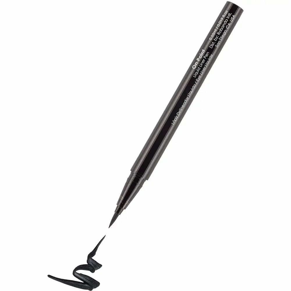 Pennarello eyeliner nero con punta e linea nera. Scritta: On Point Liquid Liner Pen.