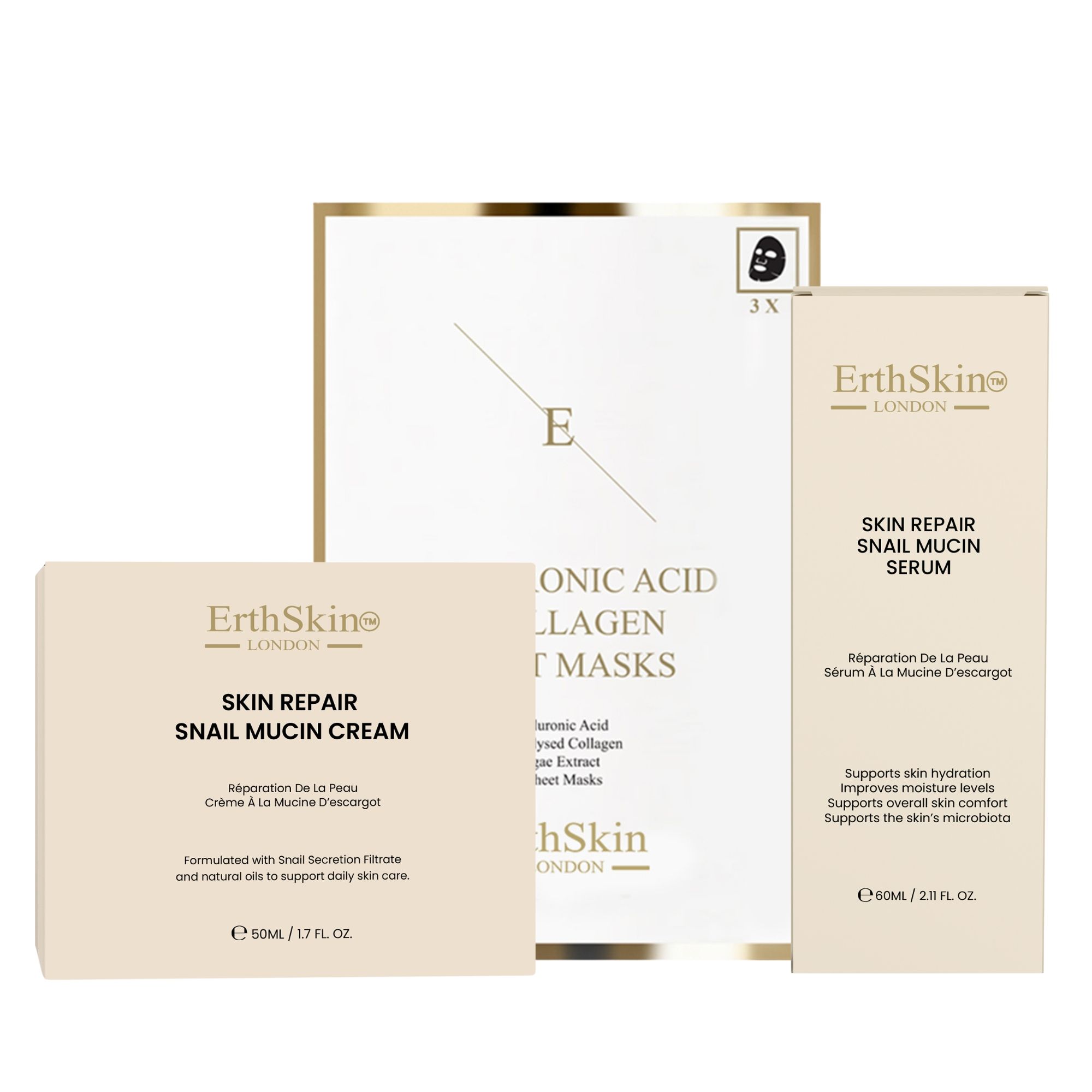 ErthSkin London Set Lumaca con Crema, Siero e Maschera Collagene