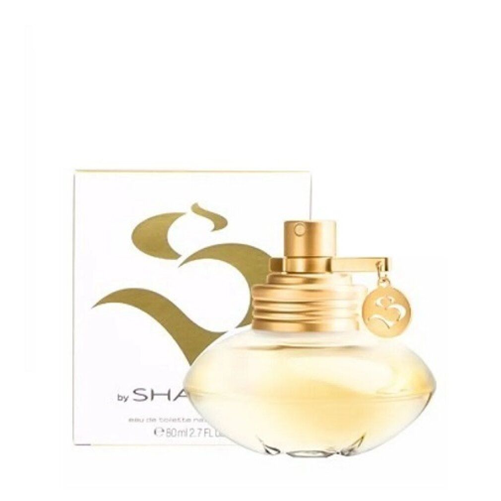 Flacone di profumo e confezione. Flacone in vetro, tappo dorato. Confezione con logo.