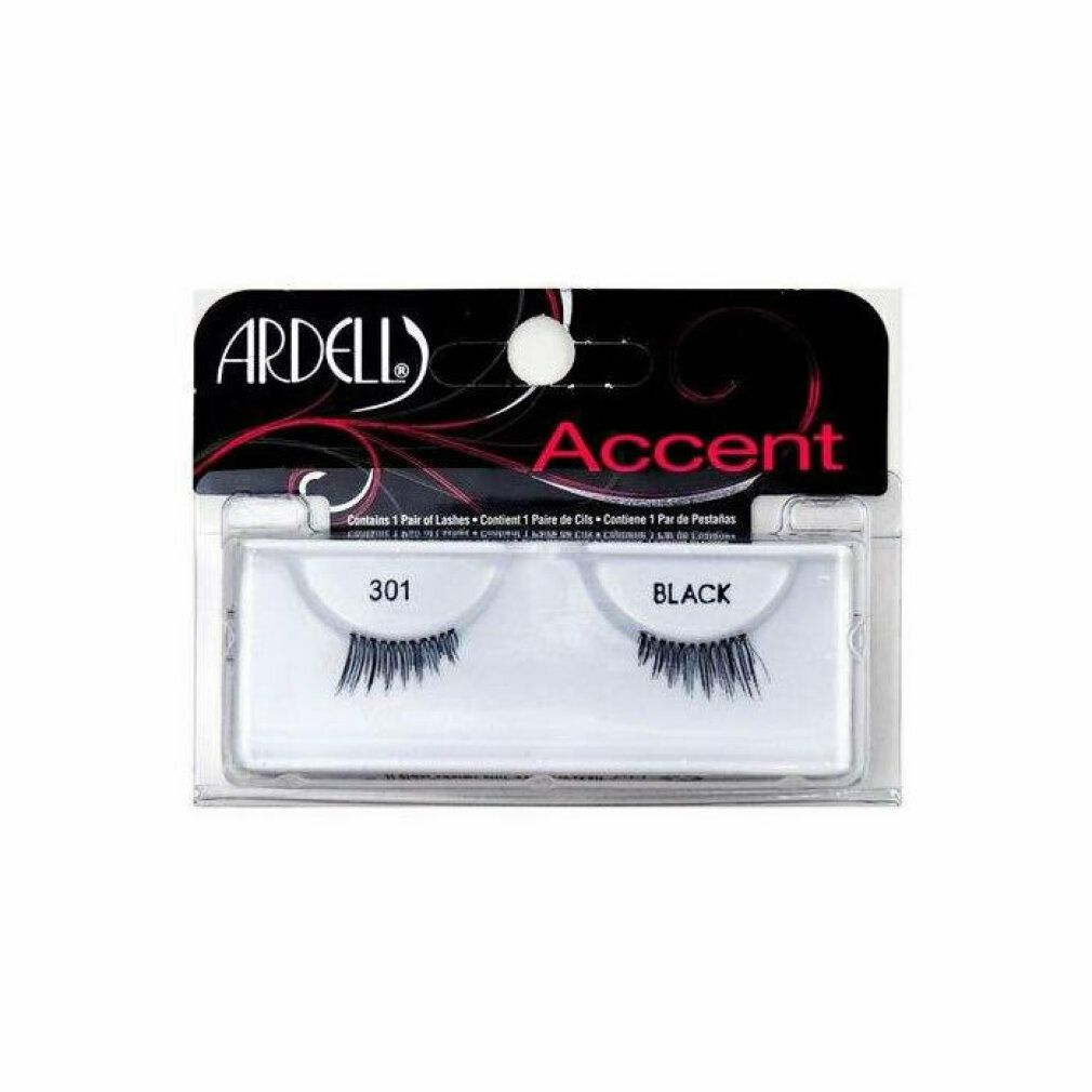 Ardell Accent Lashes 301 Nero. Ciglia nere in confezione di plastica. Contiene 1 paio di ciglia. Scritta: BLACK.