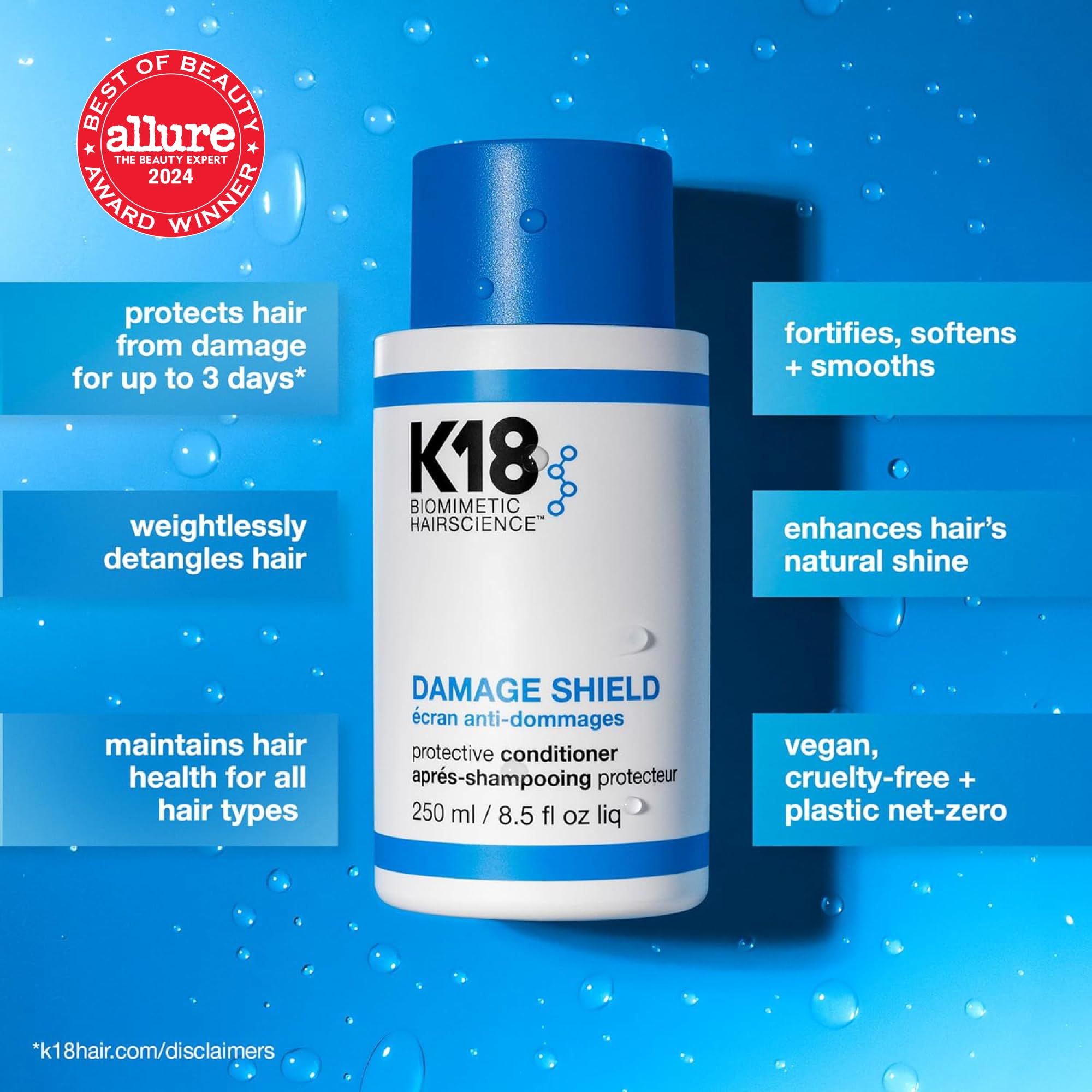 Flacone K18 DAMAGE SHIELD, protegge dai danni, vegano, cruelty-free, premio Allure.