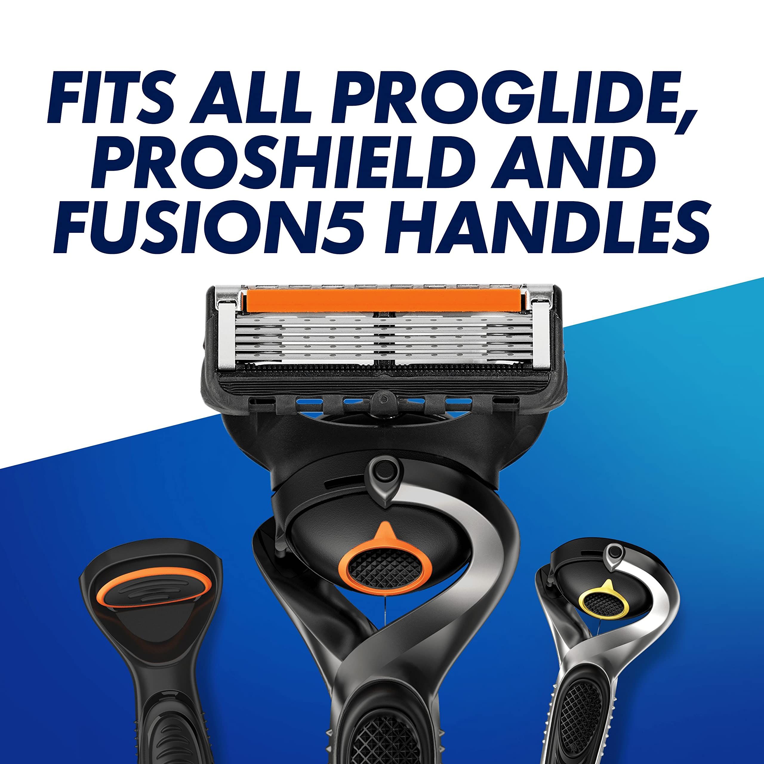 Lame e manici del rasoio. Adatto a ProGlide, ProShield e Fusion5. Manici neri e argentati.