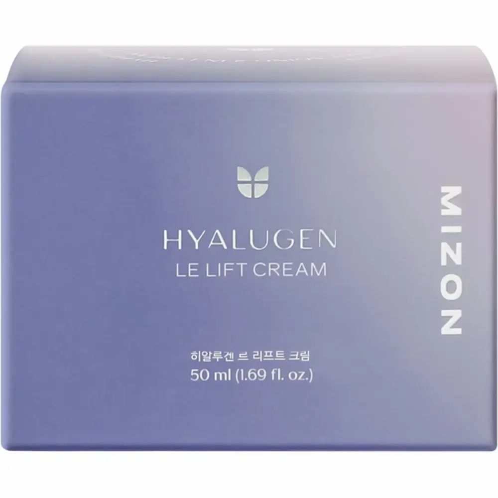Confezione con testo: HYALUGEN LE LIFT CREAM, MIZON. Testo coreano e indicazione del volume.
