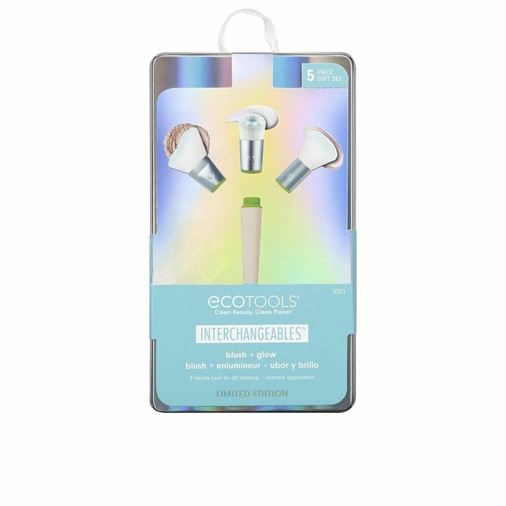 Set di 5 pennelli trucco intercambiabili in confezione trasparente. Include pennelli per blush e illuminante. Marchio Ecotools.