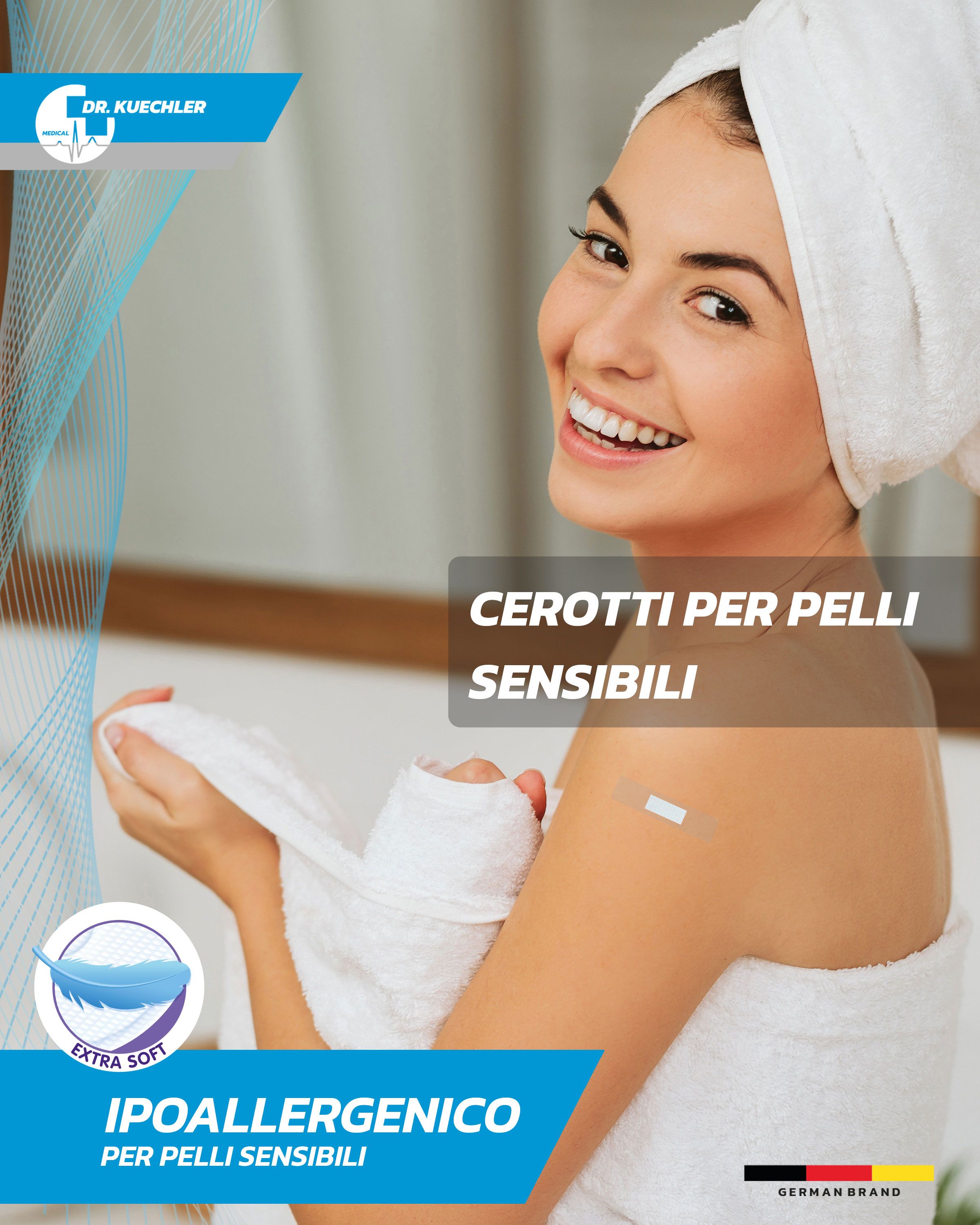 Cerotto per pelli sensibili, ipoallergenico, extra morbido.