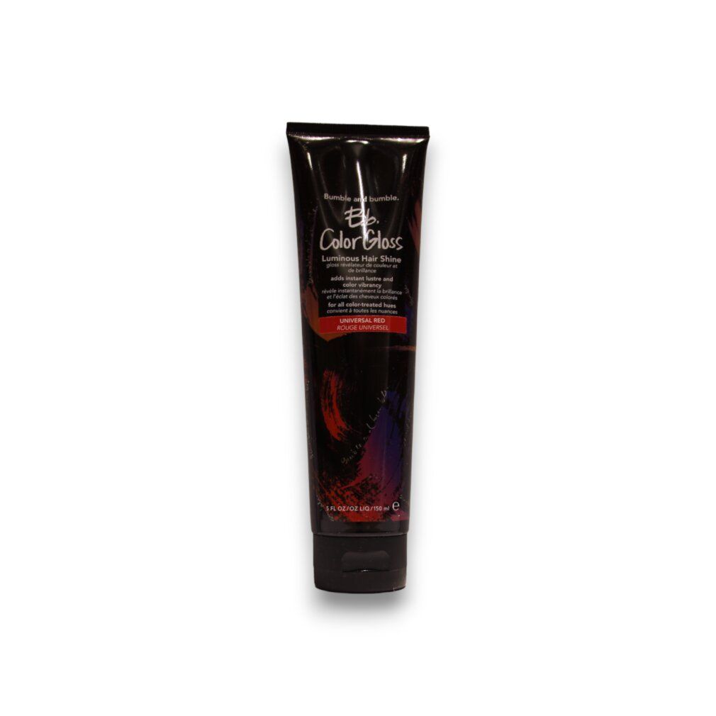 Tubo nero con nome del prodotto e testo rosso. Visibili "Color Gloss" e "Universal Red".