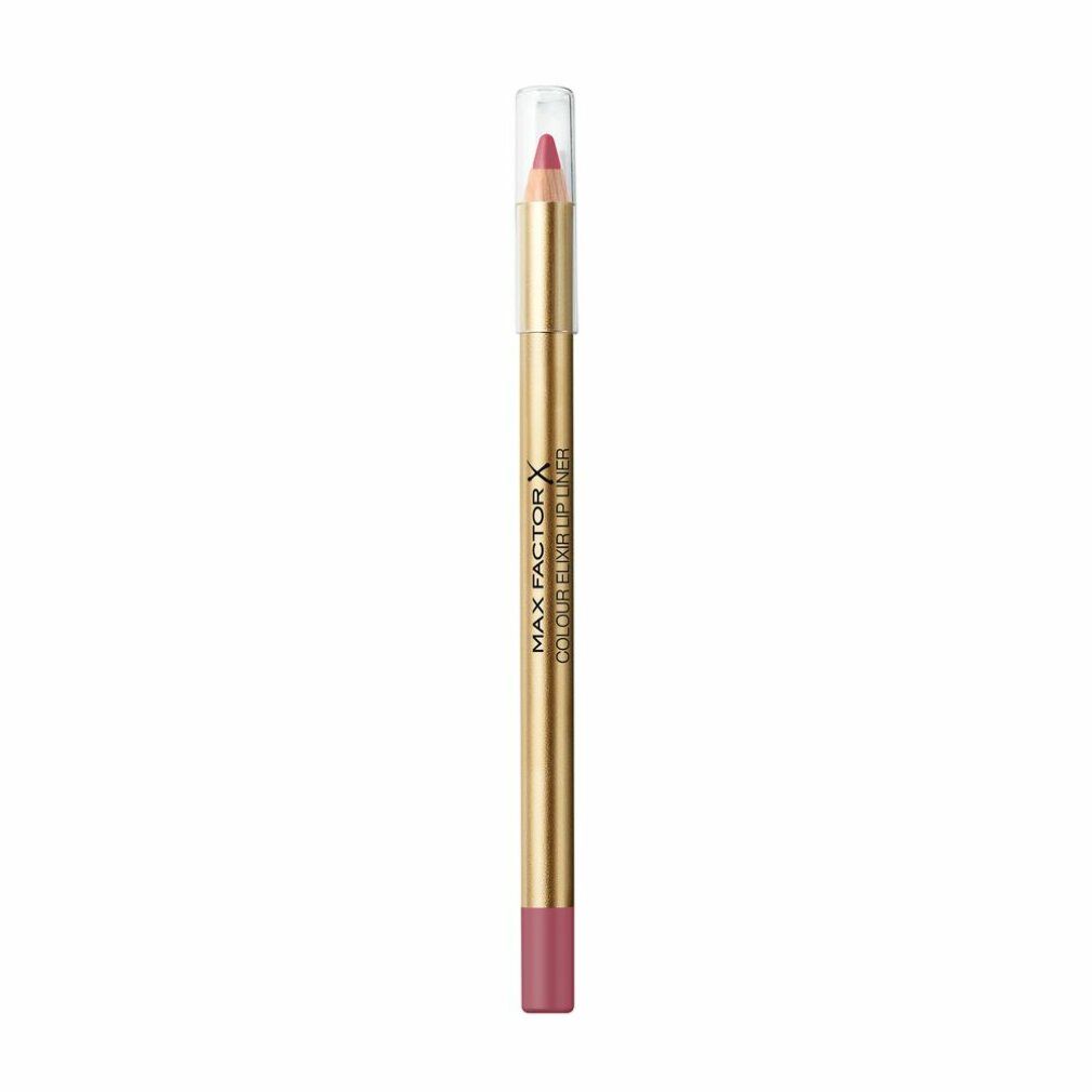 Matita labbra in astuccio dorato con cappuccio trasparente. Scritta: MAX FACTOR COLOUR ELIXIR LIPLINER. Colore: Mauve.