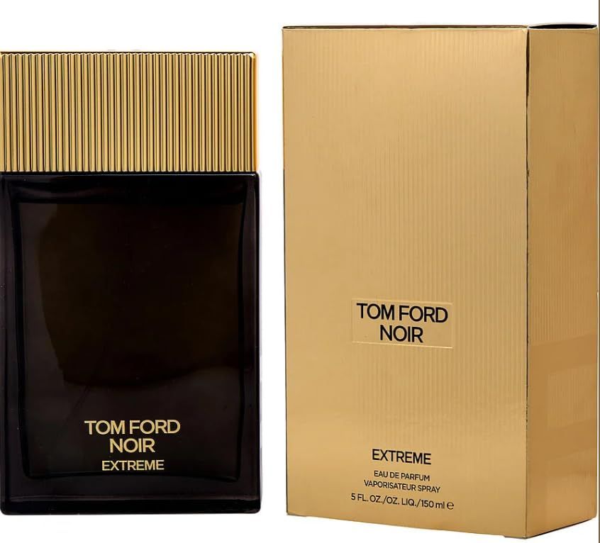 Flacone marrone scuro e confezione dorata. Scritta: TOM FORD NOIR EXTREME.