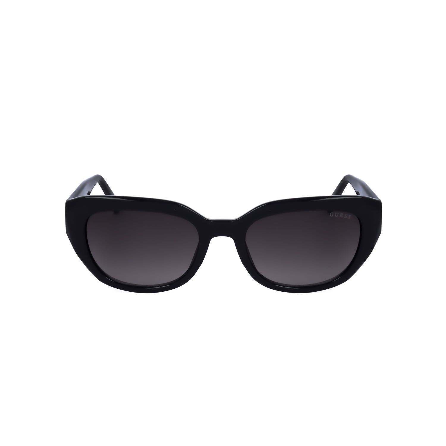 Occhiali da sole neri da donna a forma di occhio di gatto con discreto logo del marchio sulla stanghetta.