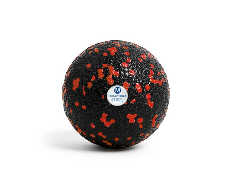 Pallina per fascia nera con punti rossi. Trendy Bola, 8cm. Su sfondo bianco.