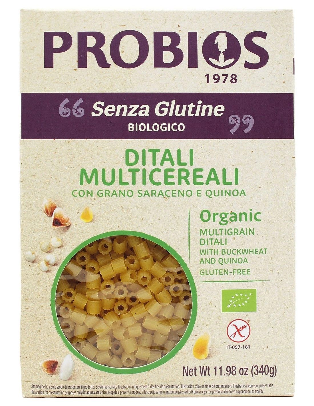 Ditali multicereali senza glutine - Probios