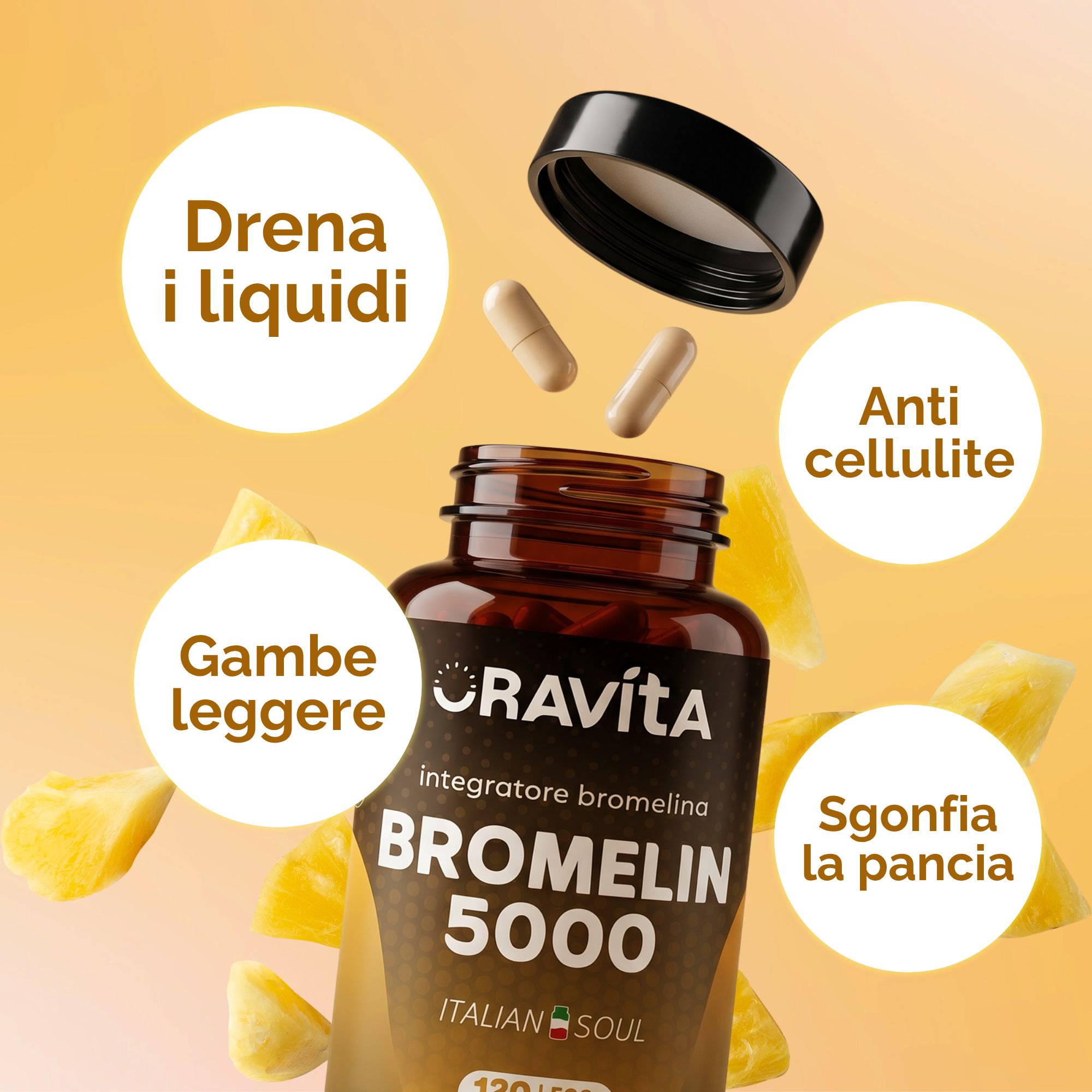 Oravita Bromelin 5000 GDU Bromelina Forte Drenante