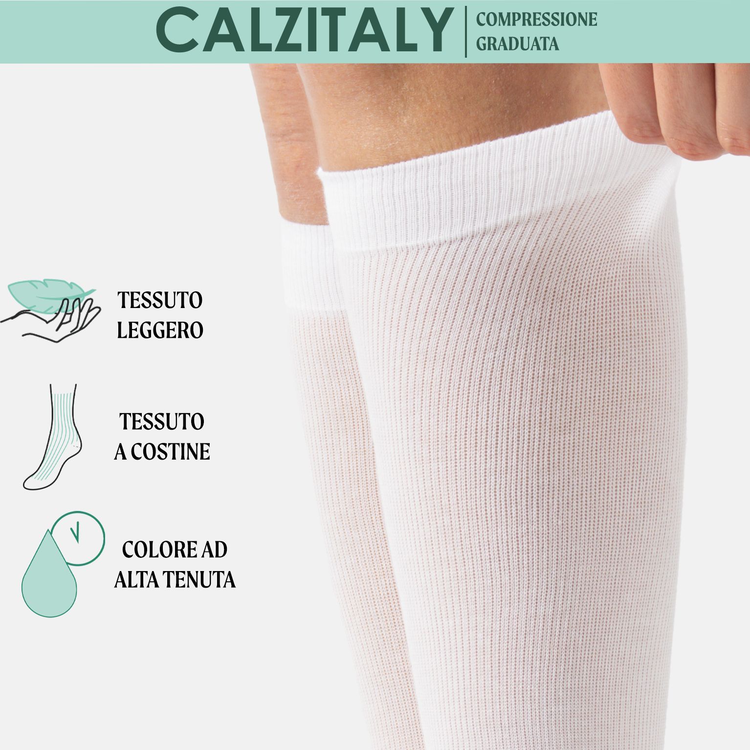 CALZITALY Gambaletti Filo di Scozia Compressione Graduata media, Calze Medicali Unisex Made in Italy