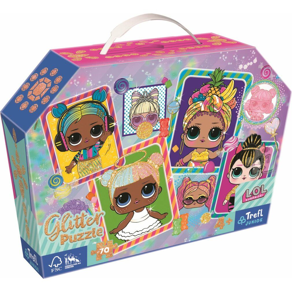 trefl Puzzle glitterato in valigetta l.o.l. Surprise: bambole colorate 70 pezzi