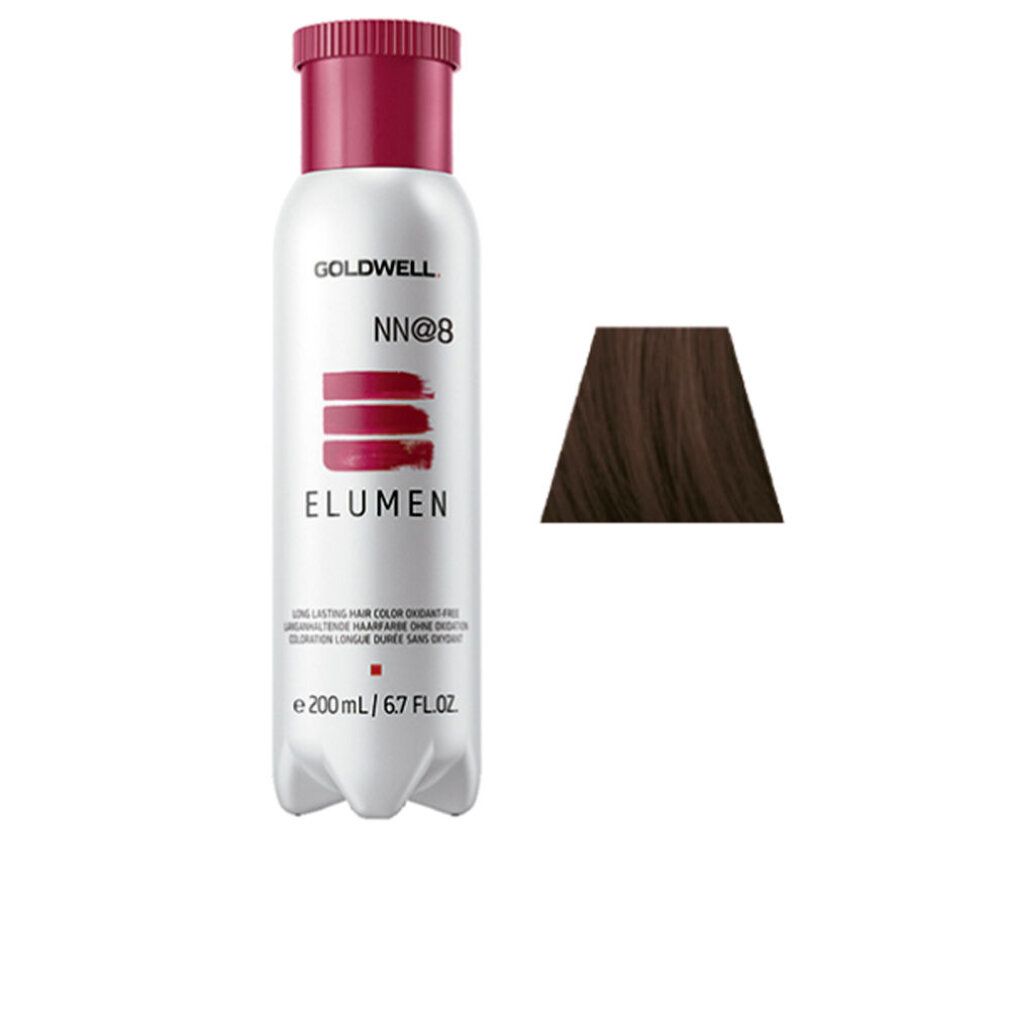 Flacone di tinta per capelli Goldwell ELUMEN NN@8. Campione colore a destra. Senza ossidazione.