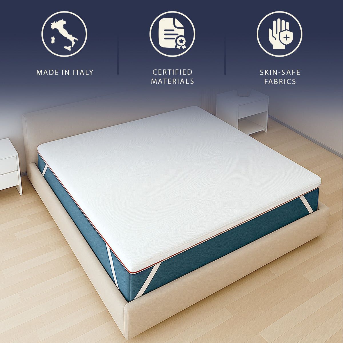 The White Stone Topper 120 x 190 in Memory Foam a 9 Zone Differenziate | Alto 5 cm