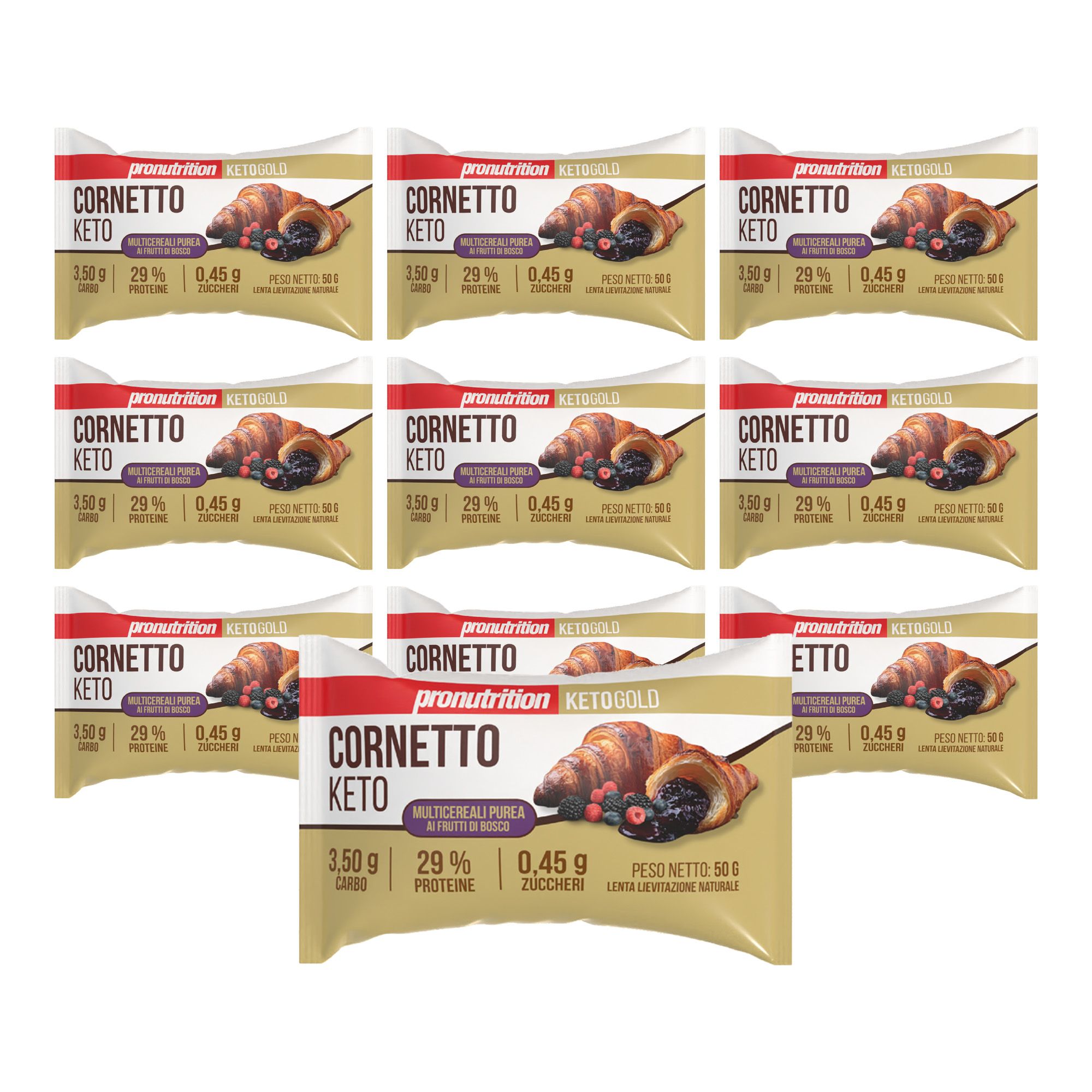 Pronutrition Cornetto keto multicereali - 10x50g - Frutti di bosco - Senza zuccheri