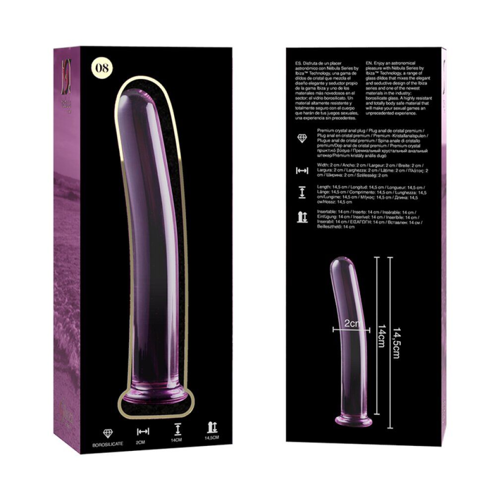 Modello 8 dildo borosilikatglas 14,5 x 2 cm rosa
