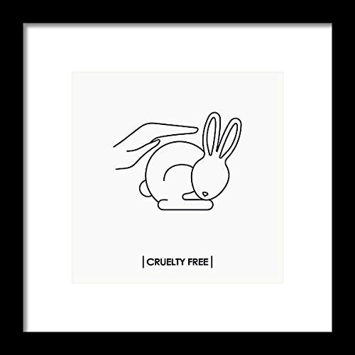 Simbolo: mano accarezza coniglio. Testo: CRUELTY FREE.