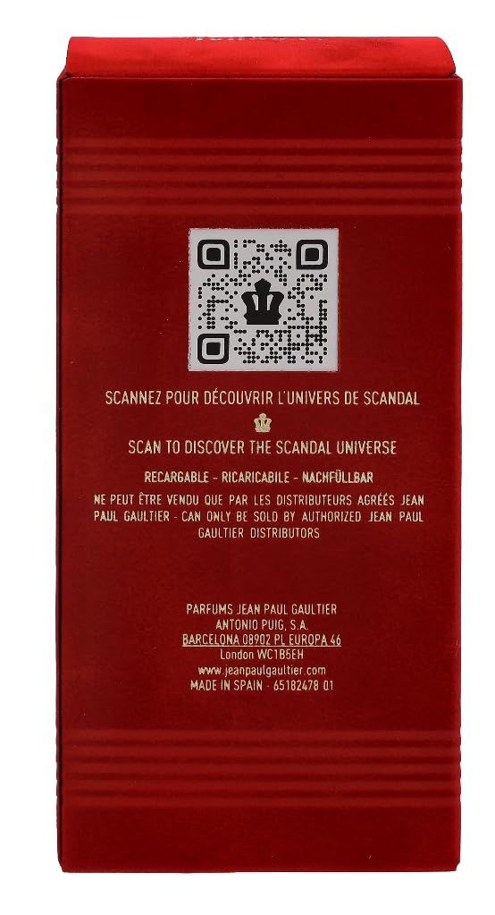 Confezione rossa con codice QR e testo. Contiene informazioni sulla ricarica e la distribuzione.