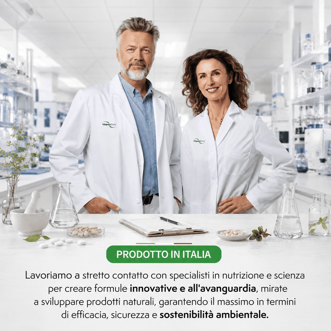 Prodotto in Italia. Scienziati creano prodotti innovativi, efficaci e sostenibili.