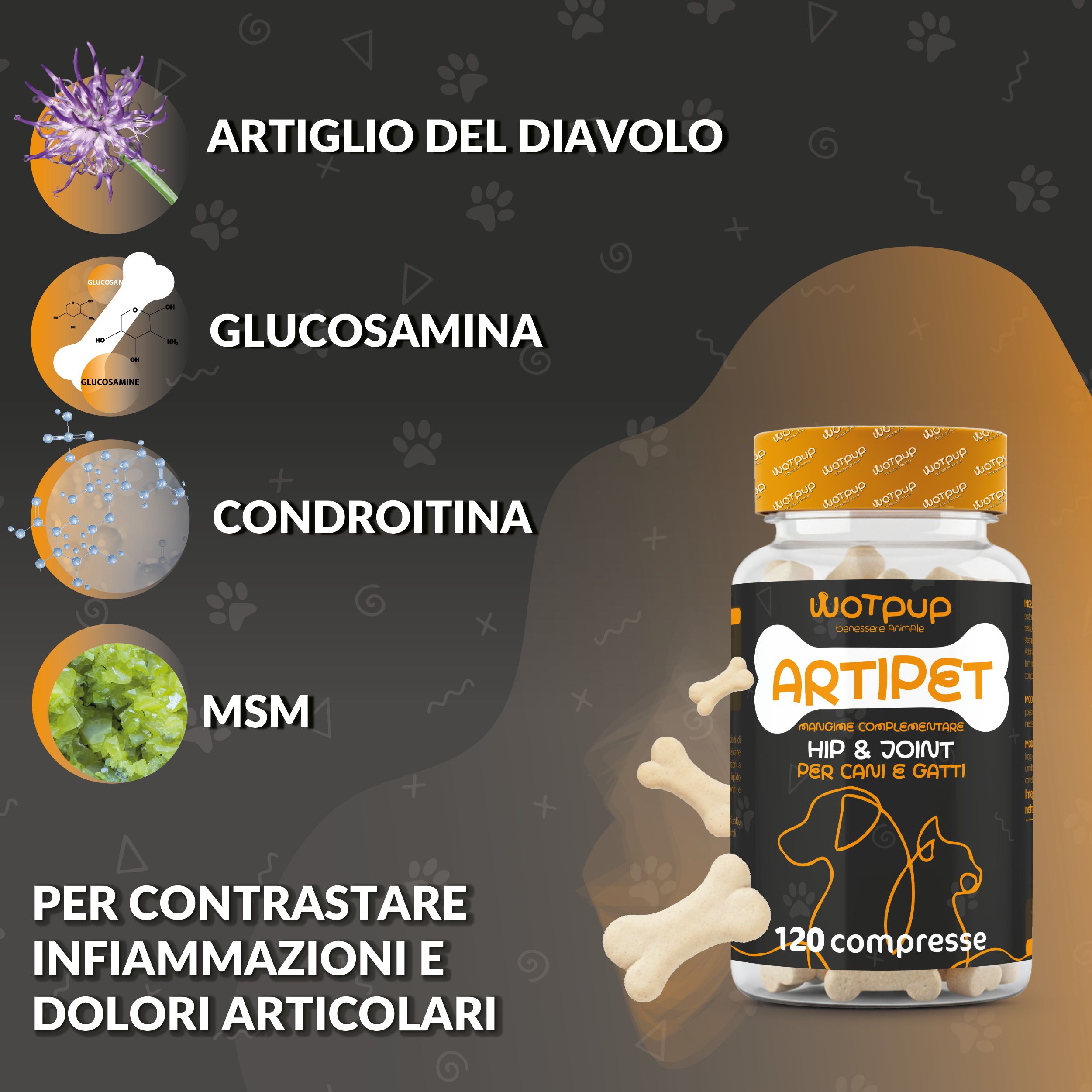 Artipet Integratore Cane Gatto | Glucosamina, Condroitina, MSM e Artiglio del Diavolo