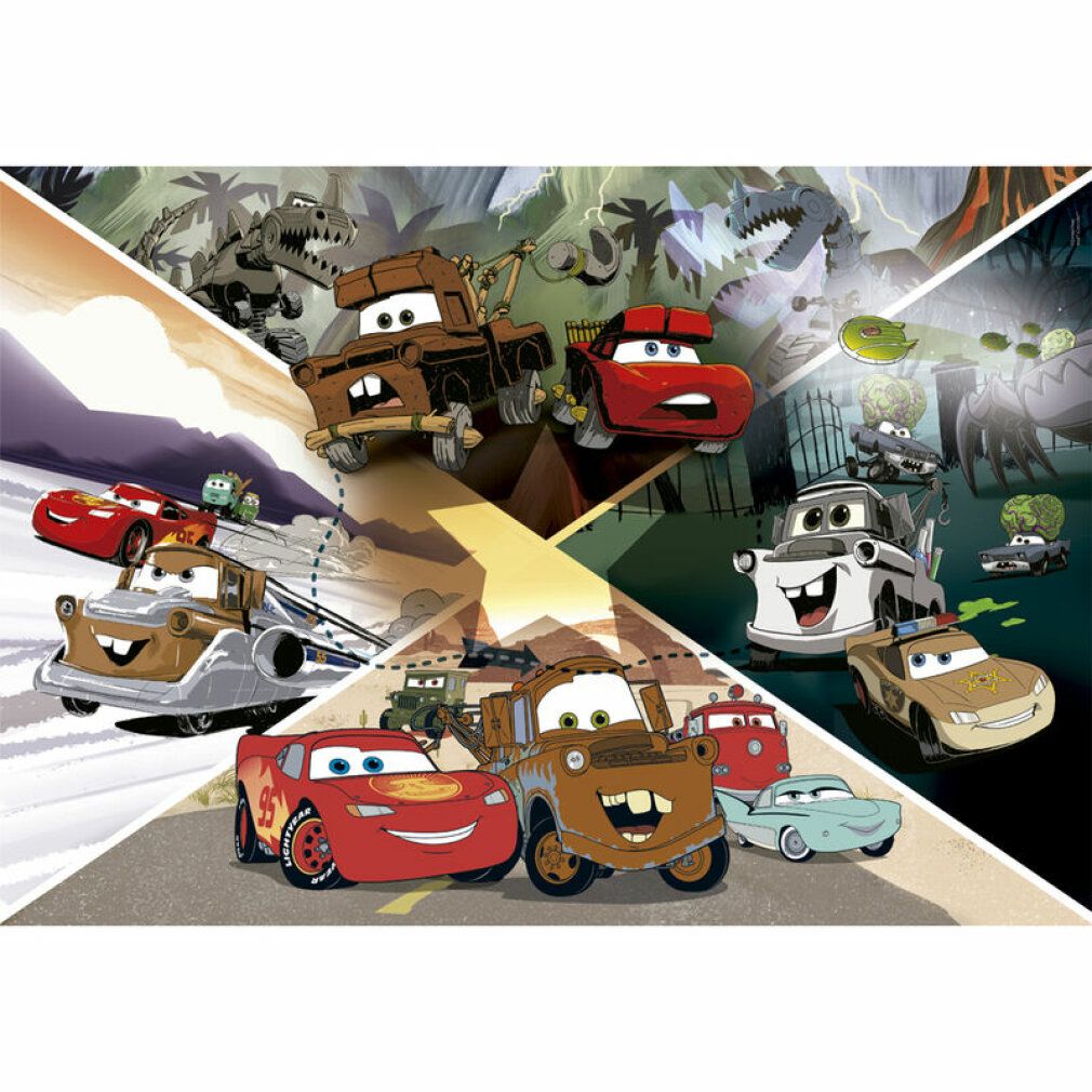 Puzzle Clementoni, Cars on the Road Maxi, 104 pezzi. Il motivo del puzzle mostra i personaggi di Cars su una strada. Età consigliata: 4+. Dimensioni: 62x42cm.