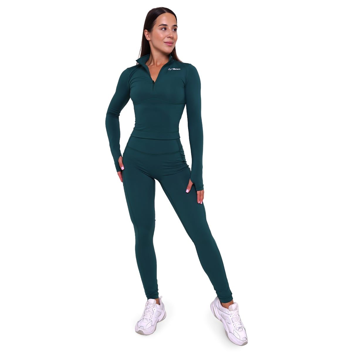 GymBeam Top donna Ignite cropped slim verde scuro