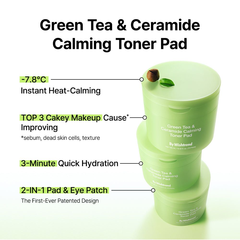 By Wishtrend Toner-Pads Lenitivi al Tè Verde e Ceramidi