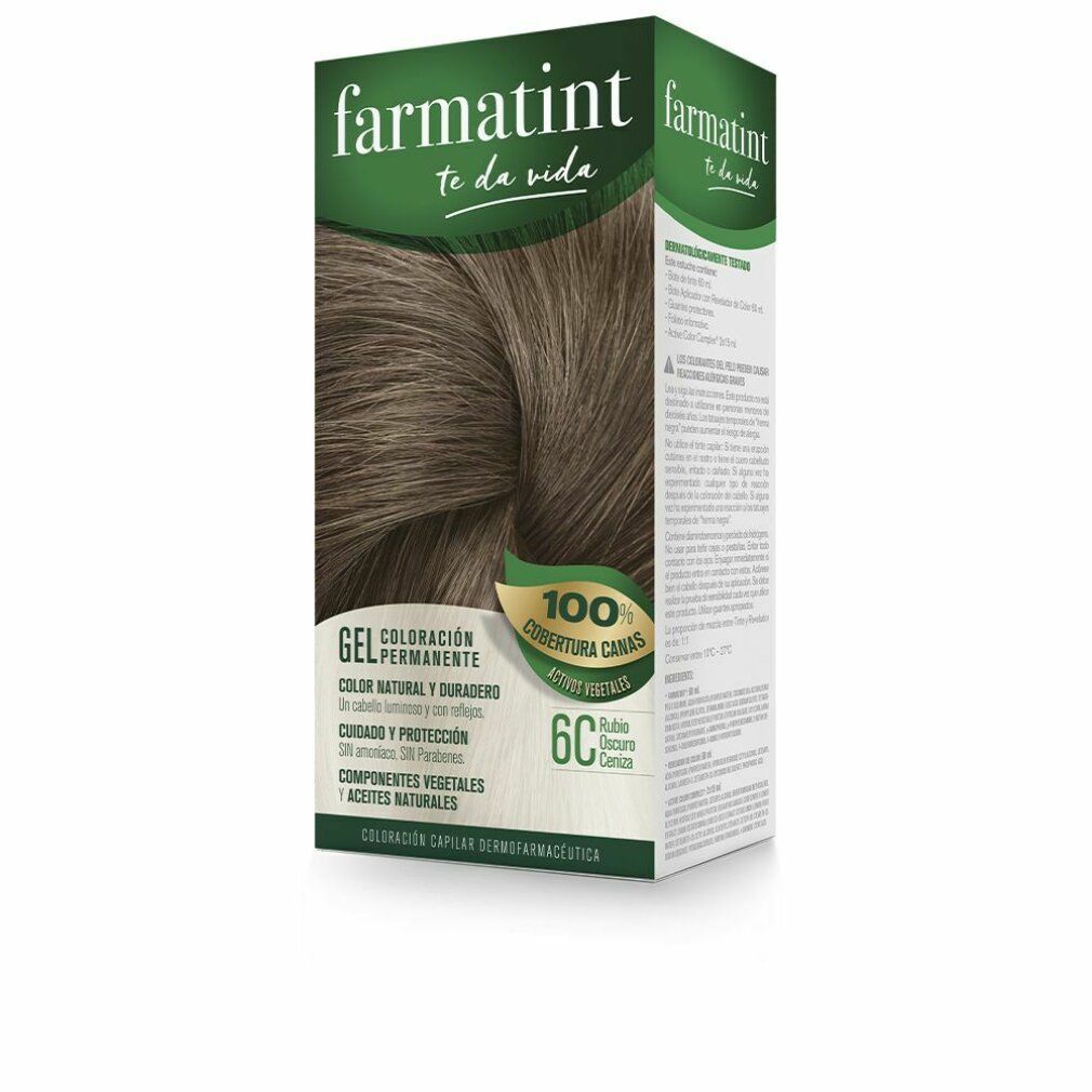 Scatola Farmatint 6C Rubio Oscuro Ceniza. Colore verde e marrone. Testo e logo visibili.