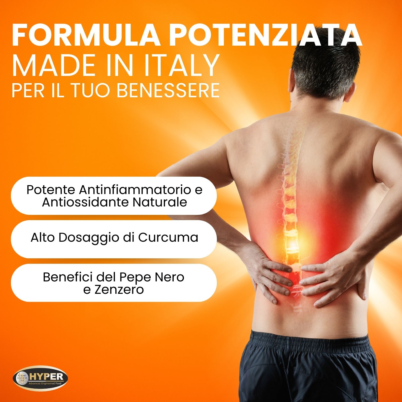 HYPER Turmeric Curcuma Plus 60 cpr Integratore Alimentare Curcuma Pepe Nero Zenzero Alto Dosaggio